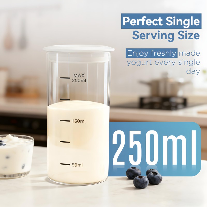 KEINVE Yogurt Maker Machine with Auto Cooling, 250ml/8.5oz Personal Yogurt