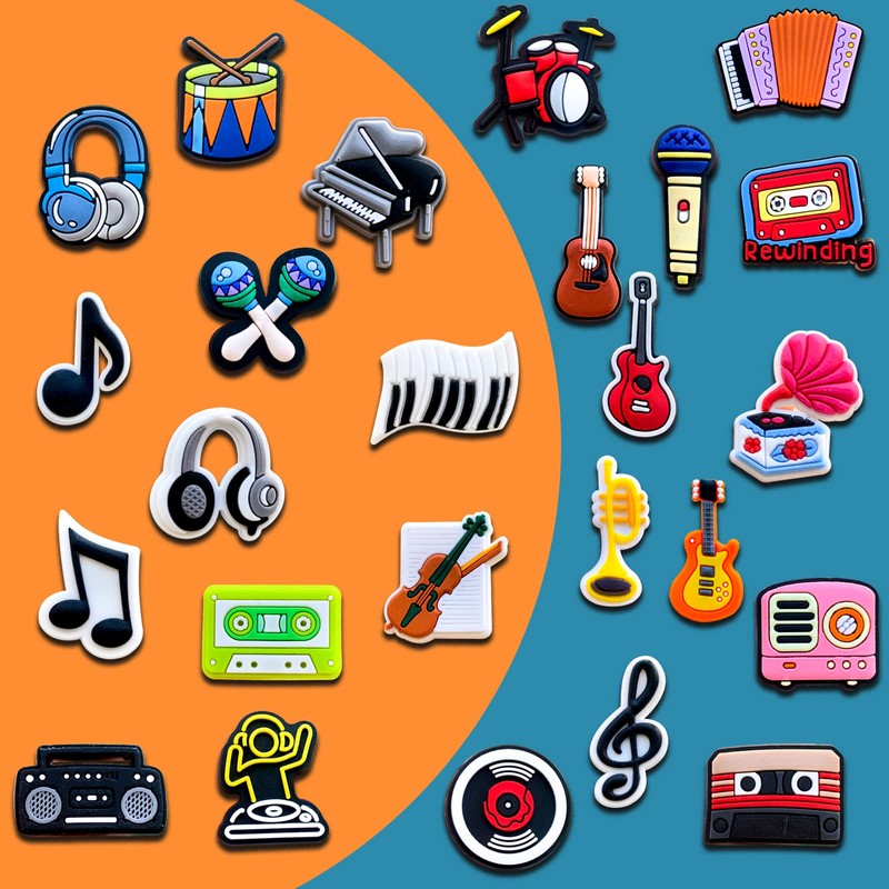 25, 40Pcs Music Shoe Decoration Charms for Clog Decoration, Musical
