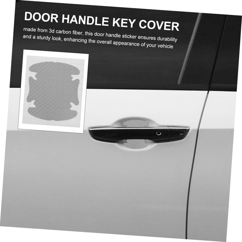 Alipis 3D Carbon Fiber Door Handle Stickers Scratch Car Cup