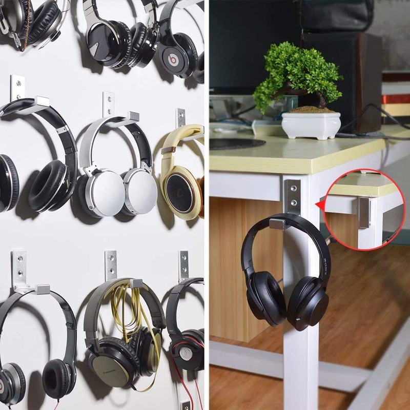Aluminium Wall Mount Hooks, Clothes Hooks, 90° Foldable Headphone Holder,