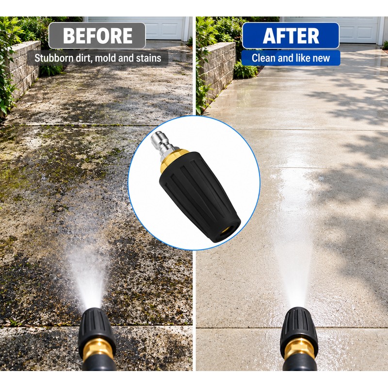 Turbo Nozzle for Pressure Washer – 360° Rotating Brass Sprayer