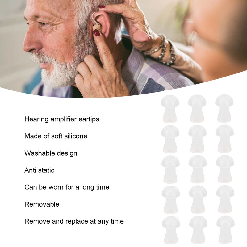 30pcs Hearing Amplifiers Eartips Soft Silicone White Accessories Replacement Earbud