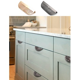 Susenya Bar Cabinet Handles, Finger Pulls,Leaf Door Pull,Zinc Alloy with Screws,Gold Handles for Cabinets,2.36" Length 1.26" Hole Centers,1pcs