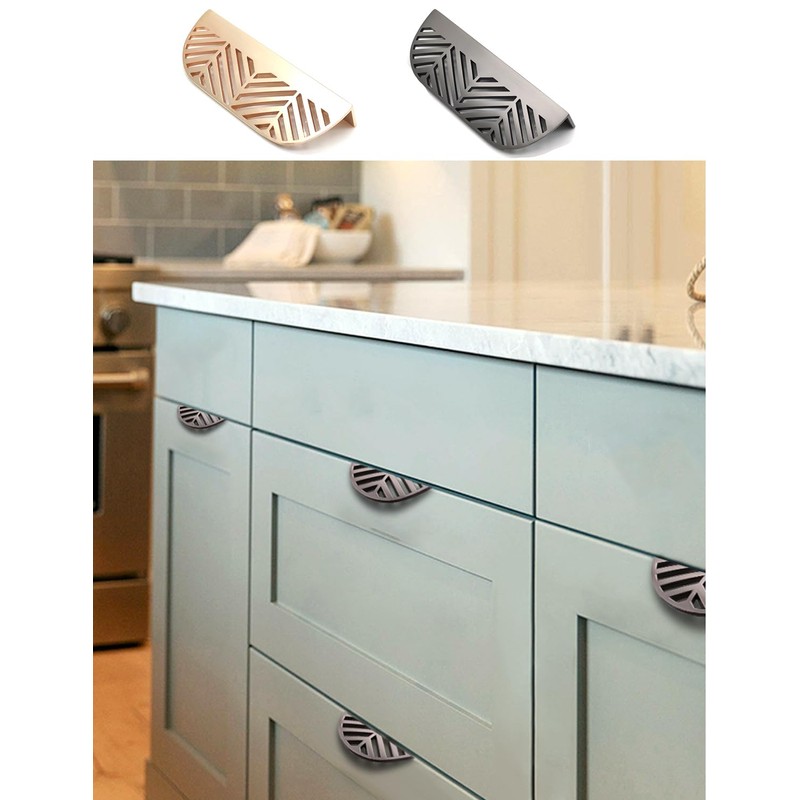 Susenya Bar Cabinet Handles, Finger Pulls,Leaf Door Pull,Zinc Alloy with