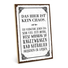 TypeStoff HS-00179 Wooden Sign with Saying - Chaos - Vintage Look with Quote as a Gift and Decoration on the Theme of Order, Cleaning and Tidying Up