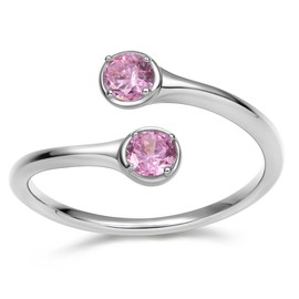 Wrap Adjustable 925 Sterling Silver Tourmaline Cubic Zirconia October Birthstone Wedding Engagement Ring