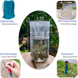 Trampa para peces y cebo portátil Trungeton fish02 de plástico duro con diseño antiescape