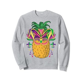 Mardi Gras Jester Pineapple Mask Carnival Party Fruit Lover Sweatshirt