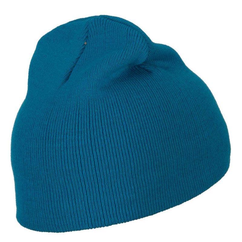 Ice Luigi Embroidered Knitted Short Beanie - Aqua Lime OSFM