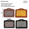 2 Pcs Black&Brown Leather ID Badge Holder, One Sided Clear