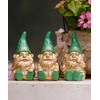 Yeomoo Set of 3 Sitting Golden Garden Gnomes with Green
