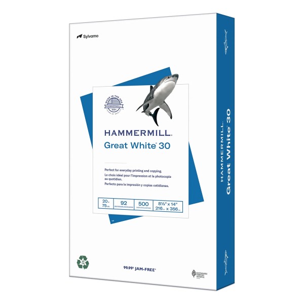 Hammermill Printer Paper Great White 30% Recycled Paper 8.5 x