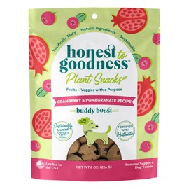 Honest to Goodness Plant Snacks Buddy Boost Cranberry & Pomegranate Recipe Dog Treats, Enriched with Omega 3s & Postbiotics, 8oz