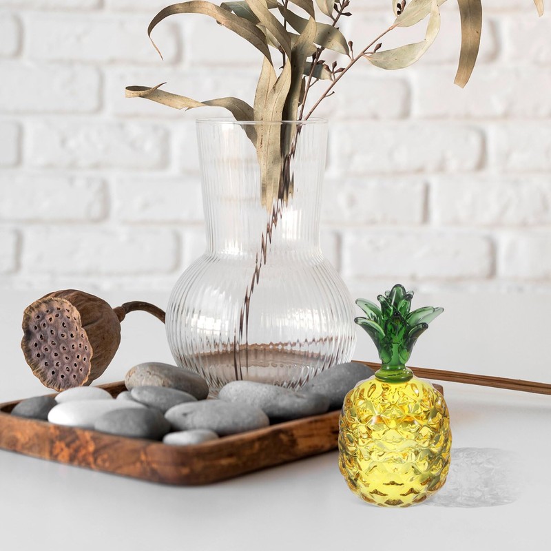 Cabilock Pineapple Crystal Figurine, Pack of 2 Mouth-Blown Glass Fruit