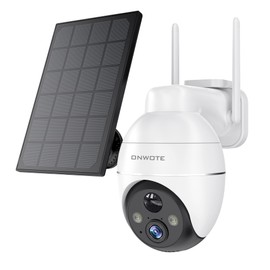 ONWOTE 5MP Super HD Wireless WiFi Security Camera Outdoor, Rechargeable Battery Solar Powered 360° Pan 120° Tilt, 2-Way-Talk, AI Detection with Spotlight Siren, Color Night Vision, 5 Megapixels, OW5