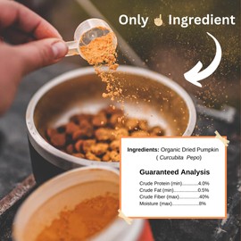 Pumpkin Powder for Dogs, Organic Powder Pumpkin Dog Food Toppers - Rich in Fiber Supplement Helps with Gut & Digestion, Nutrient Absorption, Diarrhea, Constipation & Upset Stomach- 8.1oz- Made in USA