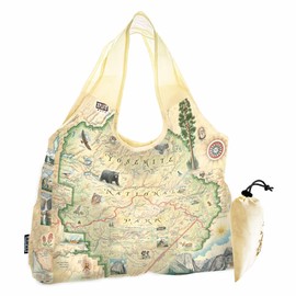 Xplorer Maps Yosemite National Park Map Nylon Pouch Tote Bag with Handles – Reusable, Eco-Friendly Shopping Bag – Washable, Foldable, Heavy-Duty, 18" x 25"