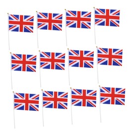 Kisangel 50pcs Hand Held Uk Flag on Stick Mini Britain Flags for Party Classroom Garden Festival Decorations