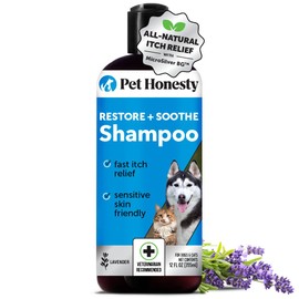 Pet Honesty Restore + Soothe Shampoo for Sensitive Skin for Dogs & Cats - Dog Skin and Coat Supplement - Soothes Itching, Irritation and Hot Spots (Lavender) - 12oz