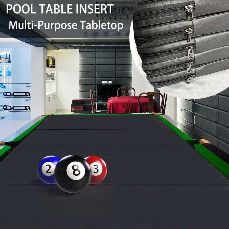 8ft Pool Table Insert - Convertible Foldable Top Transforms to