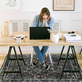 chakme Office Chair Mat for Hardwood Floor, 60"x45" Easy Glide Computer Desk Mat Protector for Rolling Chair Under Desk Rug Nonslip Backing, Machine Wash, (Floral)