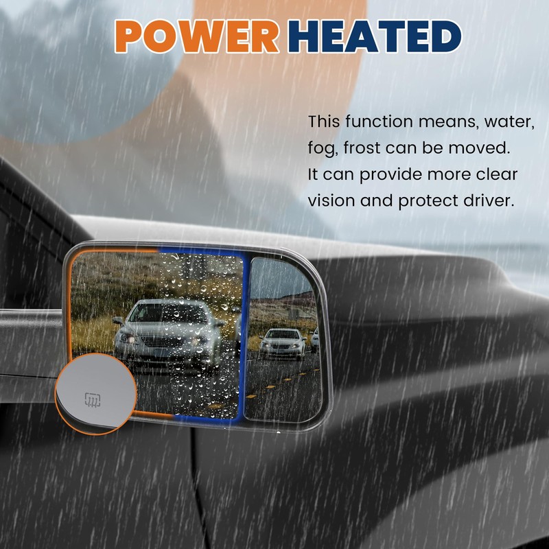 KUIPERAUTO Pair Chrome Power Heated Towing Mirrors Compatible for 2002-2008