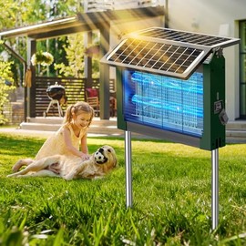 Solar Bug Zapper Outdoor with Dual Solar Panels, PhatroyYee 4500V Cordless Waterproof Mosquito Zapper, Auto On/Off, USB-C & Solar Powered Electric Fly Zapper Trap Killer for Patio Backyard RV Camping