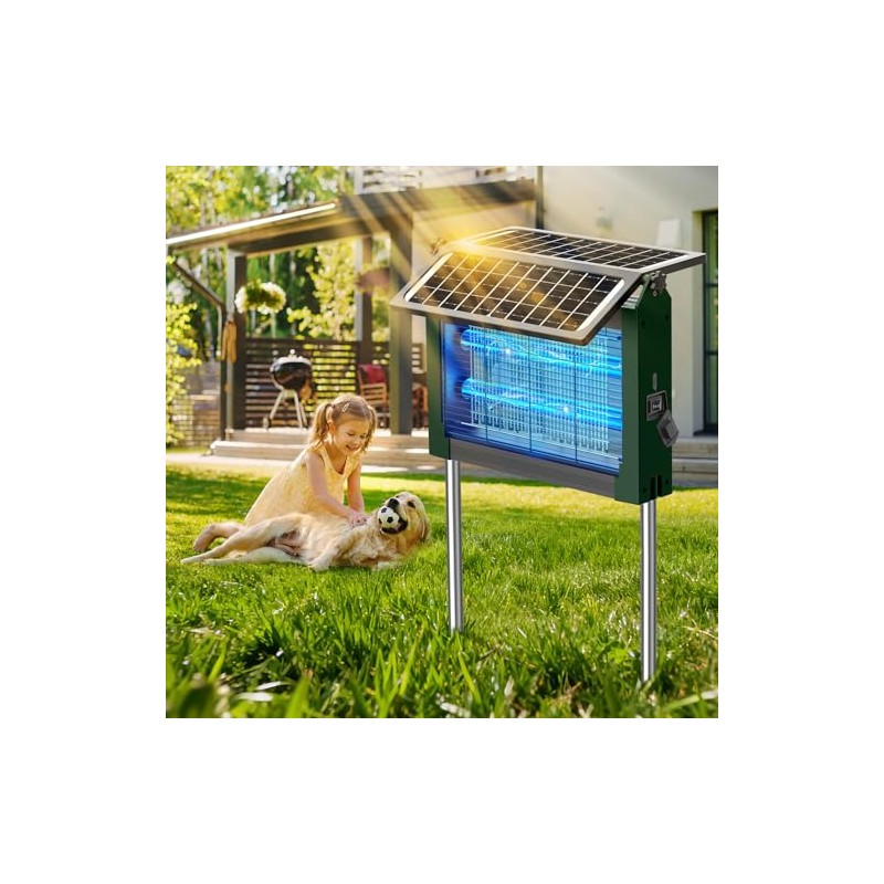 Solar Bug Zapper Outdoor with Dual Solar Panels, PhatroyYee 4500V