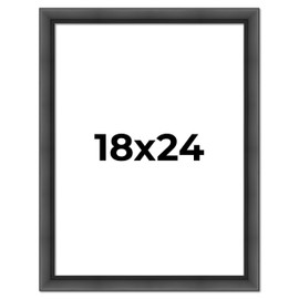 18x24 Frame Black Contemporary Wood Picture Frame - UV Resistant Acrylic Protective Front, Acid-Free Foam Board Backing, & Hanging Hardware Included