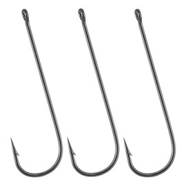 Alwonder 100 Pack Aberdeen Sea Fishing Hooks Inline Fishing Hooks Long Shank Light Wire High Carbon Steel Freshwater Tackle for Trout Bass Catfish Crappie Wacky Drop Shot #6
