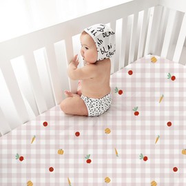 Little Grape Land Toddler Sheets 3 Pack – Baby Crib Sheets Fitted for Boys Girls, Standard Size 28x52‘’ Crib Mattress, Super Soft Breathable Washable Microfiber Pink Sheep