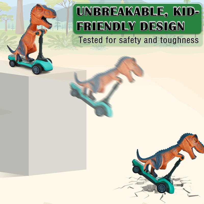 FGZU Dinosaur Toys for Kids 3-5, 4-Pack Dino Scooter Toys,