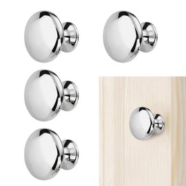 Faderr 4PCS Cabinet Knobs, Silver Round Drawer Wardrobe Handles Cabinet Knobs Metal Mushroom Wardrobe Pull for Cabinet Drawer Cupboard Wardrobe Furniture(25mm)