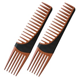 2 ALAZCO Premium Duo Combo Detangling Hair Lifting Comb Wide Tooth Teasing Curly Straight Thick Wet Shower Wavy Afro Long Mohawk Wigs Men Women Volume Styling Heat Resistant Non-Slip