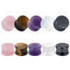 COOEAR 10PC Stone Ear Plugs Double Flare Saddle Stretching Gauges