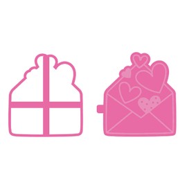 LissieLou Envelope of Hearts Cookie Cutter and Stamp Valentine's Day Icing Stamp Fondant Embosser - Pink