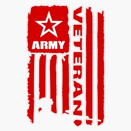 HOF Trading Us Military Red Veteran Flag Vinyl Sticker Waterproof Decal Laptop Wall Window Bumper Sticker 5"