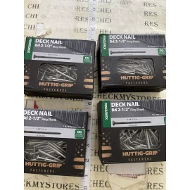 Huttig-Grip 4X 106 pcs Huttig-Grip 8d Wood Fence Deck Nails 2-1/2" Ring Shank, Galvanized