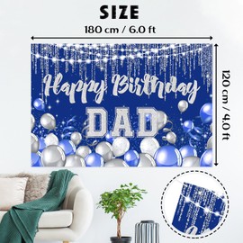 INNORU Happy Birthday Dad Backdrop Banner, Father's Birthday Party Photography Backdrop Durable Fabric, Father's Day Poster Men Birthday Party Decorations Photo Booth Props 6x4ft