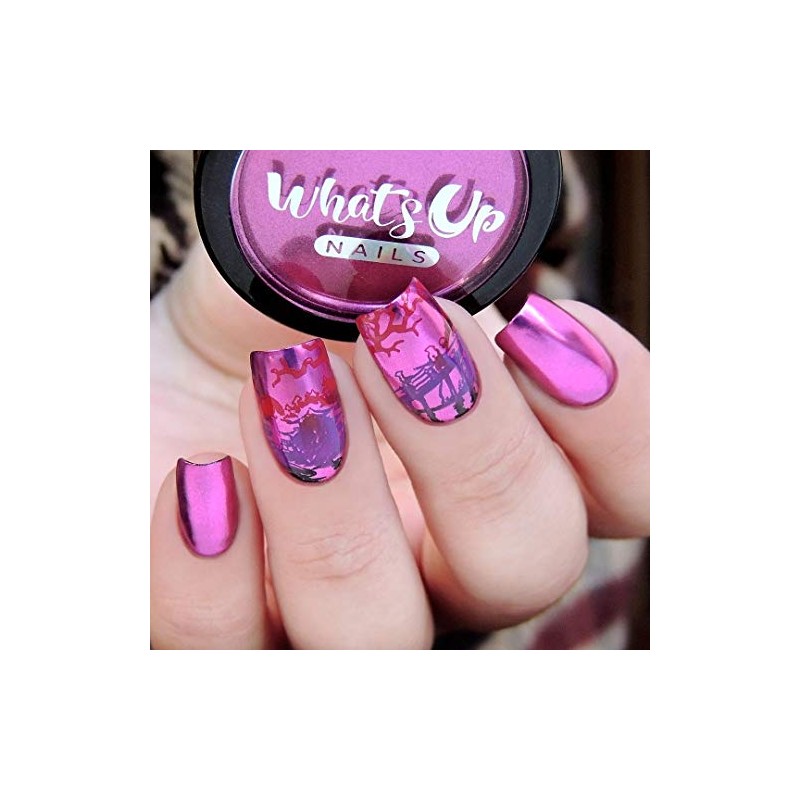 Whats Up Nails - Polvo de cromo fucsia para uñas
