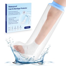 Cast Covers for Shower Leg, Waterproof Cast Cover Adult, Reusable Watertight Seal Tight Bathing Guard for Guard for Broken Knee, Foot, Ankle Wound, Burns (Adult Half Leg)
