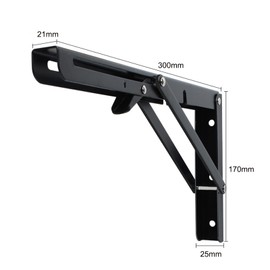 Pack of 2 Folding Bracket Folding Shelf Brackets Angle Shelf Bracket Space Saving Folding Shelf Wall Folding Hinge Folding Angle for Office Folding Table Wall Mounting (300 mm)