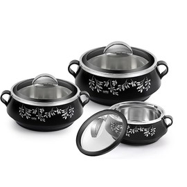 Cello Glitter Insulated Casserole Hot Pot Food Warmer, 3-Piece Gift Set, Assorted Colors (600mL, 1100mL, 1700mL)