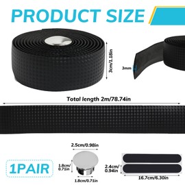 QTMMC Road Bike Handlebar Tapes Bicycle Bar Tape Cycling Handle Bar Tape Bike Handle Foam Grip Straps Bicycle Breathable Wraps with 2pcs Bar End Plugs Carbon Pattern Black