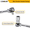 CONQUER Mini Combo Dual Ratchet Wrench with 1/4" Square Drive
