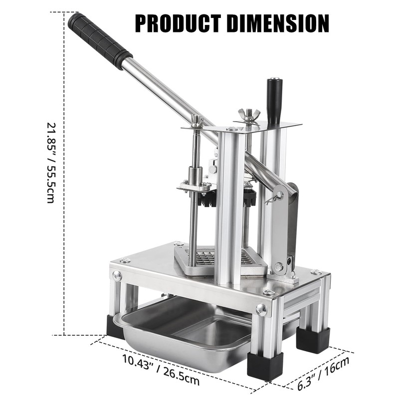 Commercial Vegetable Fruit Chopper, Stainless Steel French Fry Cutter with