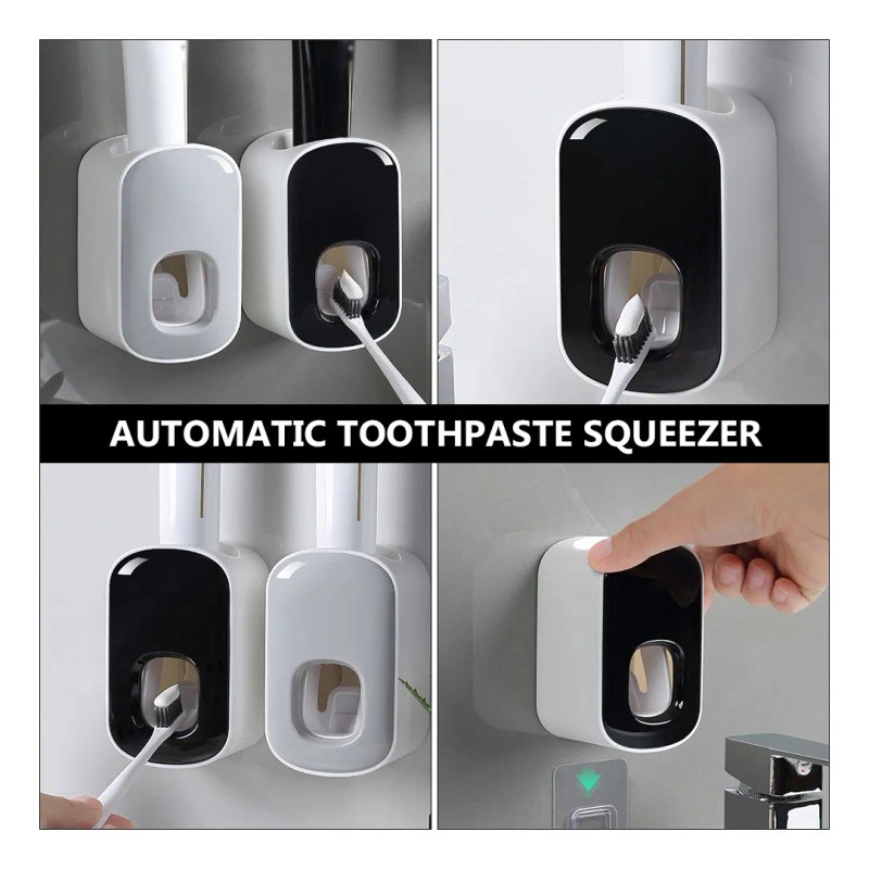 Exprimidor Automático Doble Pasta Dientes Práctico Mon Negro