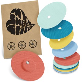 MySweetStitch - 10 x Freestyle Libre 3 Plasters with Ventilation Hole - Made in Germany | Skin-friendly, Waterproof, Breathable | Outer Diameter 60 mm, Inner Diameter 6 mm | Round | Tape Pastel