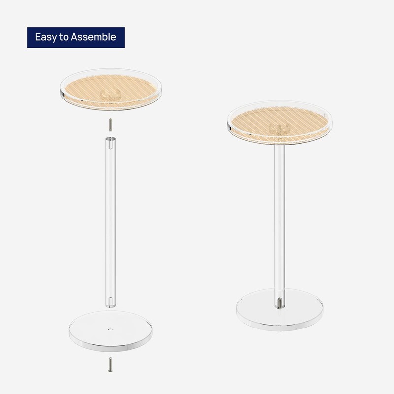 HMYHUM Acrylic Rattan Drink Table for Small Spaces, 11.8'' L