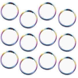 GEJ-Tech Titanium Small Double Ring Round Press Lightweight Key Ring, Rainbow 10mm Set of 12